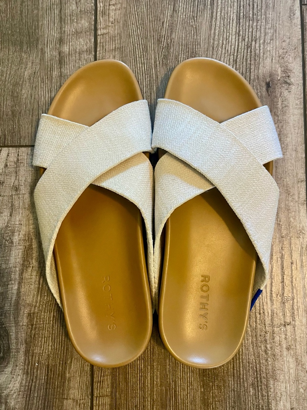 Rothy's Women's the Weekend Slide Sandals Ivory Oat Natural Hemp Comfort Sz 9.5